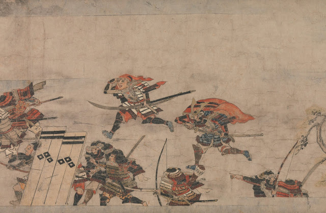 воины 14 века с луками и нагинатами из 秋夜長物語
